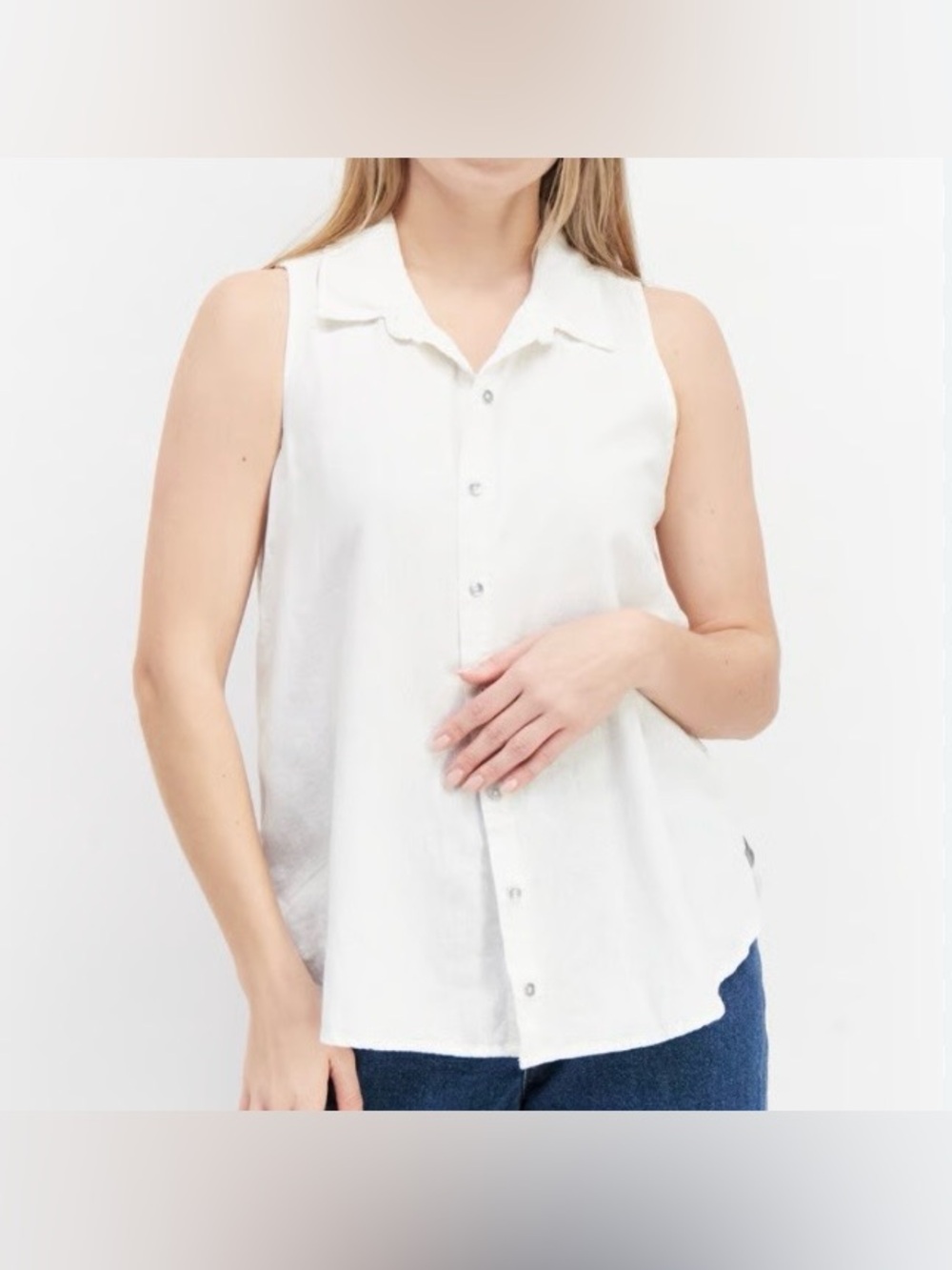 Splendid Sleeveless Button-Up Linen Business Casual Shirt Size XXL